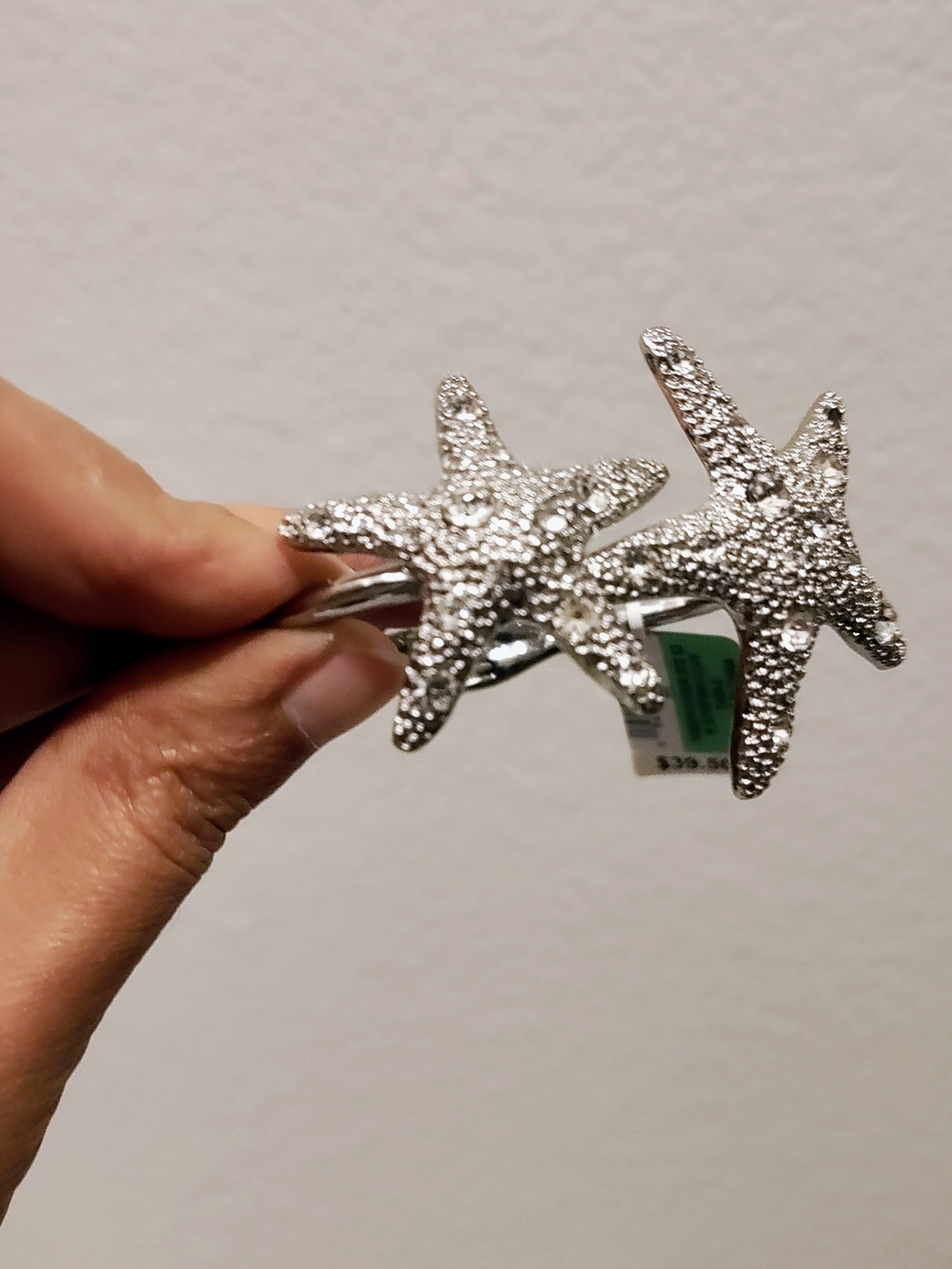 INC International Concepts Silver Starfish Hinged Bangle Bracelet